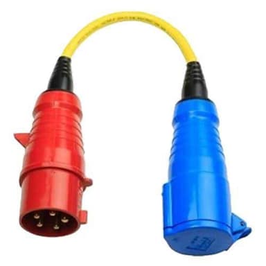 Adapterkabel 32A/3 naar enkele ph.-CEE-stekker 5P/CEE-koppeling 3P